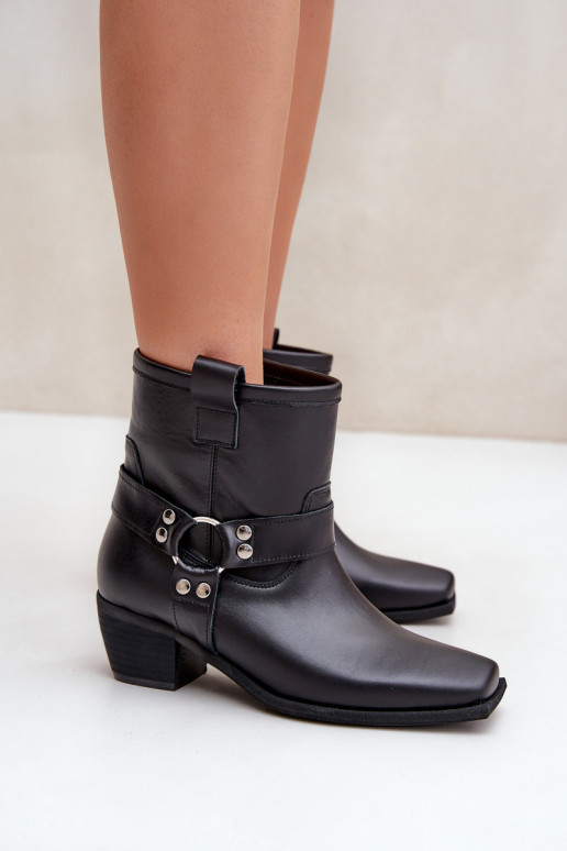 AulinukaisuĮjungtaturalnej Skóry su kulniukais Zazoo 3444/2 juodos spalvos AulinukaisuĮjungtaturalnej Skóry su kulniukais Zazoo 3444/2 juodos spalvos