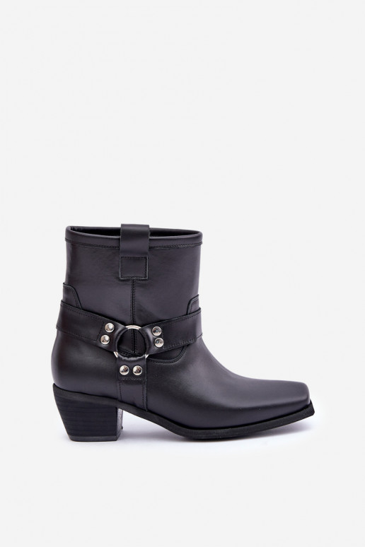 AulinukaisuĮjungtaturalnej Skóry su kulniukais Zazoo 3444/2 juodos spalvos AulinukaisuĮjungtaturalnej Skóry su kulniukais Zazoo 3444/2 juodos spalvos