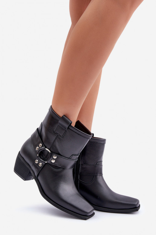 AulinukaisuĮjungtaturalnej Skóry su kulniukais Zazoo 3444/2 juodos spalvos AulinukaisuĮjungtaturalnej Skóry su kulniukais Zazoo 3444/2 juodos spalvos