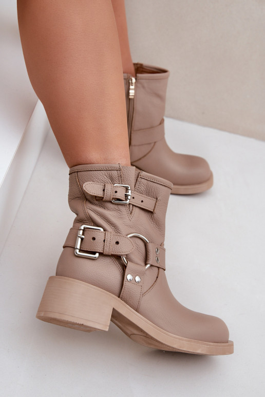 Oda Moteriški aulinukai Ant žemo kulno Klocku su juostelėmis Zazoo 3644 smėlio spalvos Oda Moteriški aulinukai Ant žemo kulno Klocku su juostelėmis Zazoo 3644 smėlio spalvos