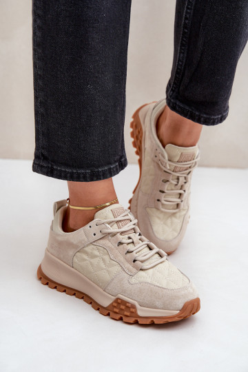 Oda Sneakers modelio batai Moteriškas Big Star OO274A315 Hi-Poly System smėlio spalvos