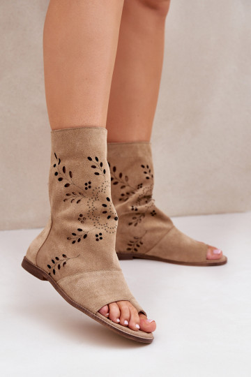 Zazoo 3437 Moteriškas Zomšinės basutės su auliuku Į Pilį smėlio spalvos