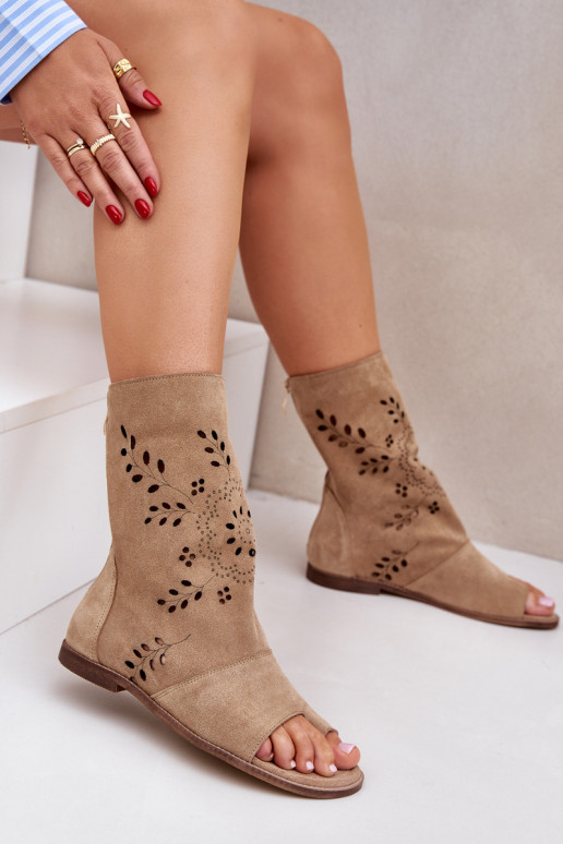 Zazoo 3437 Moteriškas Zomšinės basutės su auliuku Į Pilį smėlio spalvos Zazoo 3437 Moteriškas Zomšinės basutės su auliuku Į Pilį smėlio spalvos