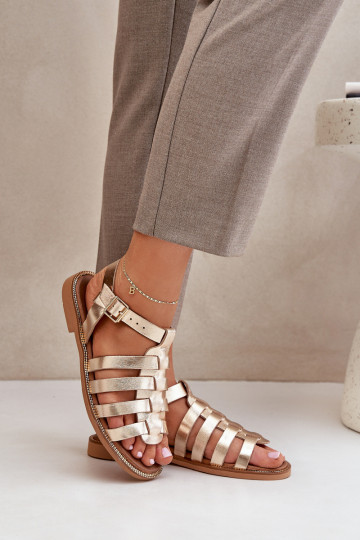 Moteriškos basutės su plačiais kulniukais Zazoo 3686 aukso spalvos