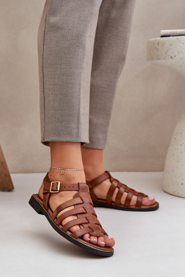 Moteriškos basutės su plačiais kulniukais Zazoo 3686 rudos spalvos