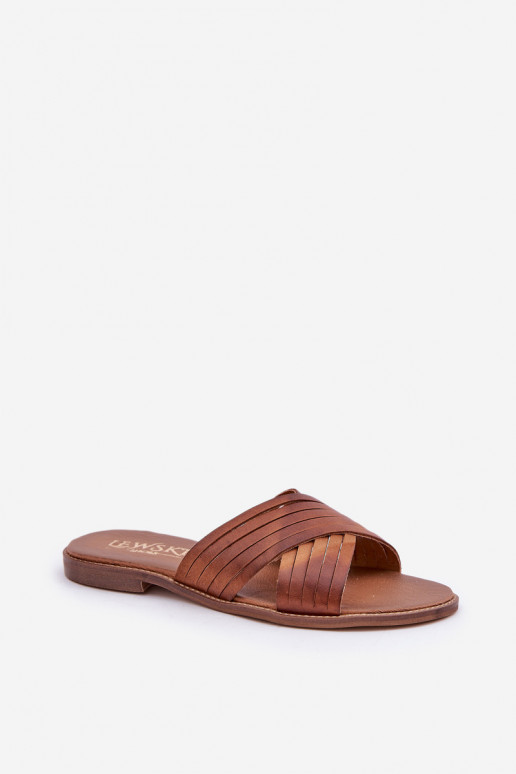 Oda Moteriškas Šlepetės LeĮskis Shoes 3682 rudos spalvos Oda Moteriškas Šlepetės LeĮskis Shoes 3682 rudos spalvos