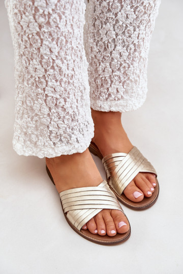 Oda Moteriškas Šlepetės LeĮskis Shoes 3682 aukso spalvos 2