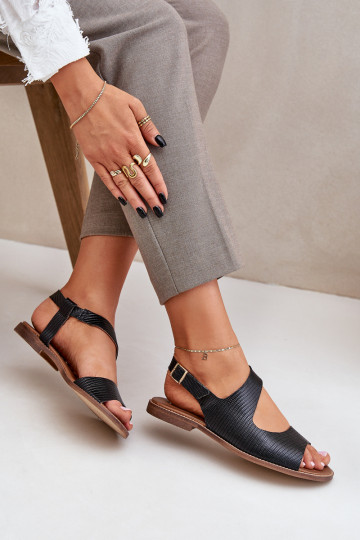 Moteriškos basutės su sagtelėmis su įspaudu LeĮskis 3041 juodos spalvos