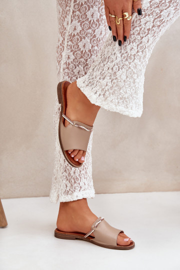 Odinės šlepetės LeĮskis Shoes 3047 smėlio spalvos 2