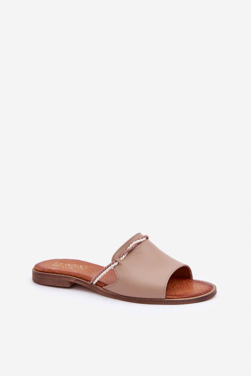 Odinės šlepetės LeĮskis Shoes 3047 smėlio spalvos Odinės šlepetės LeĮskis Shoes 3047 smėlio spalvos