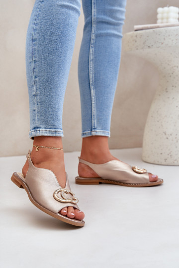 Moteriškos basutės su plačiais kulniukais su ornamentais Laura Messi 2865 aukso spalvos 2