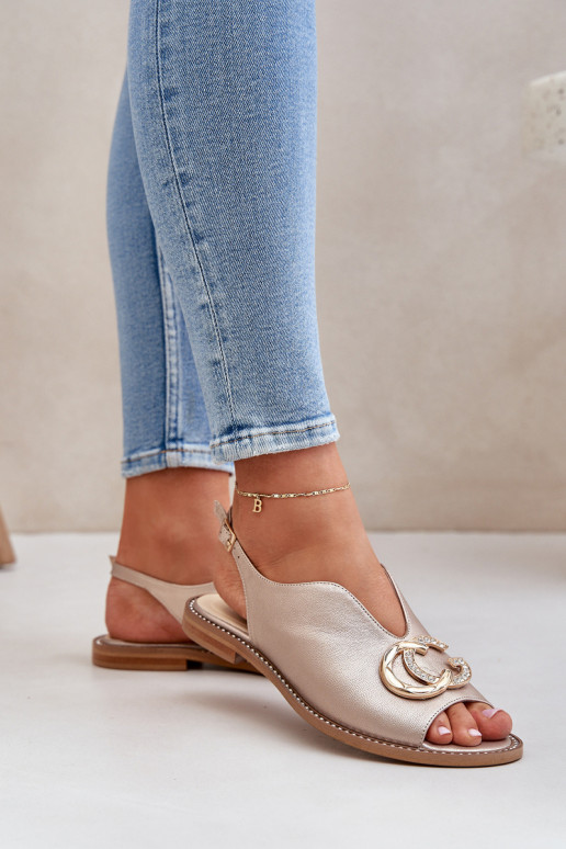 Moteriškos basutės su plačiais kulniukais su ornamentais Laura Messi 2865 aukso spalvos Moteriškos basutės su plačiais kulniukais su ornamentais Laura Messi 2865 aukso spalvos