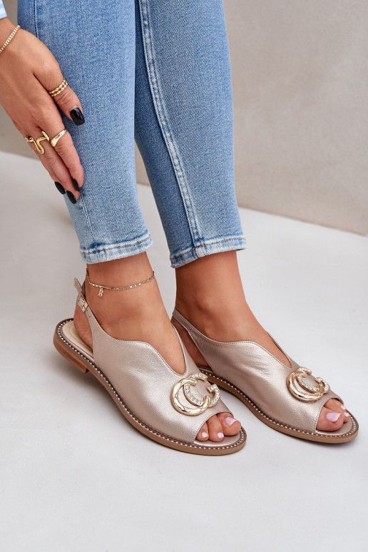 Moteriškos basutės su plačiais kulniukais su ornamentais Laura Messi 2865 aukso spalvos Moteriškos basutės su plačiais kulniukais su ornamentais Laura Messi 2865 aukso spalvos