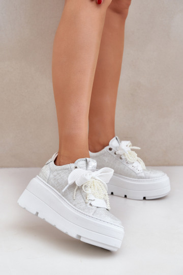 Oda Sneakers modelio batai su platforma CheBello 4658 sidabro spalvos 2