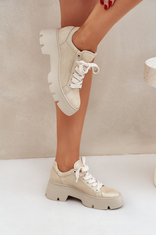 Sneakers modelio batai sportiniai bateliai su platforma CheBello 4632 aukso spalvos Sneakers modelio batai sportiniai bateliai su platforma CheBello 4632 aukso spalvos