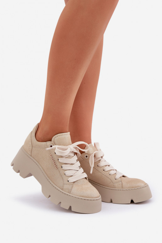 Sneakers modelio batai sportiniai bateliai su platforma CheBello 4632 aukso spalvos Sneakers modelio batai sportiniai bateliai su platforma CheBello 4632 aukso spalvos