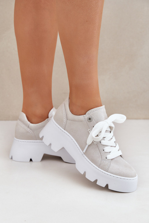 Sneakers modelio batai sportiniai bateliai su platforma CheBello 4632 sidabro spalvos