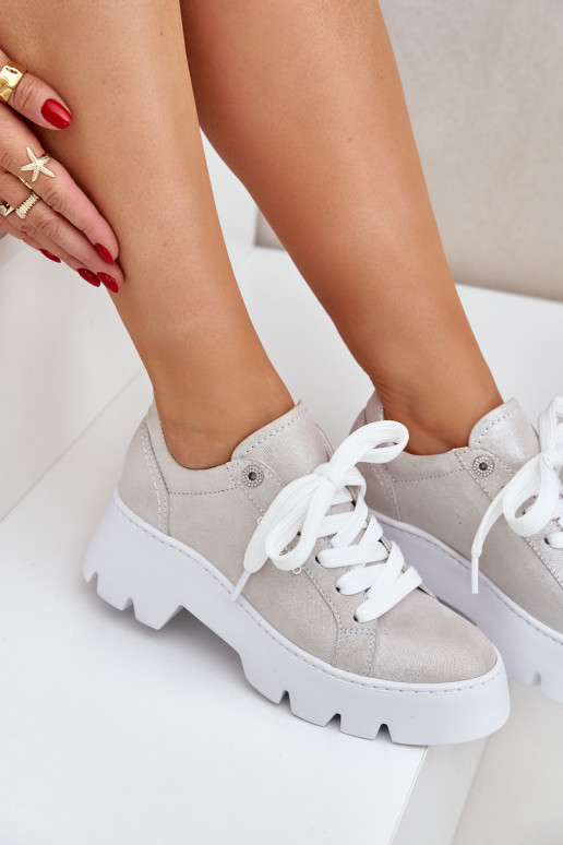 Sneakers modelio batai sportiniai bateliai su platforma CheBello 4632 sidabro spalvos