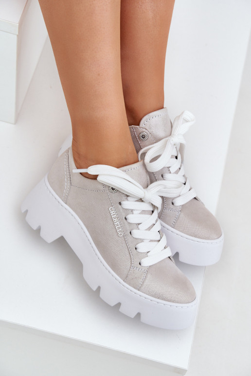 Sneakers modelio batai sportiniai bateliai su platforma CheBello 4632 sidabro spalvos