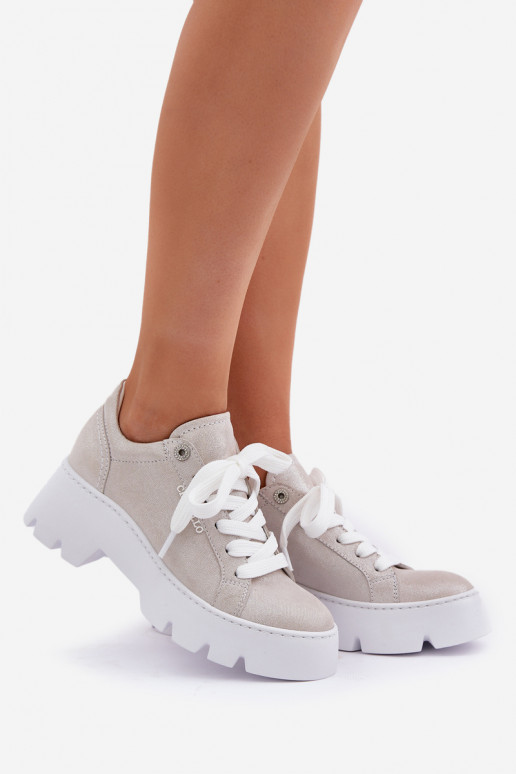 Sneakers modelio batai sportiniai bateliai su platforma CheBello 4632 sidabro spalvos