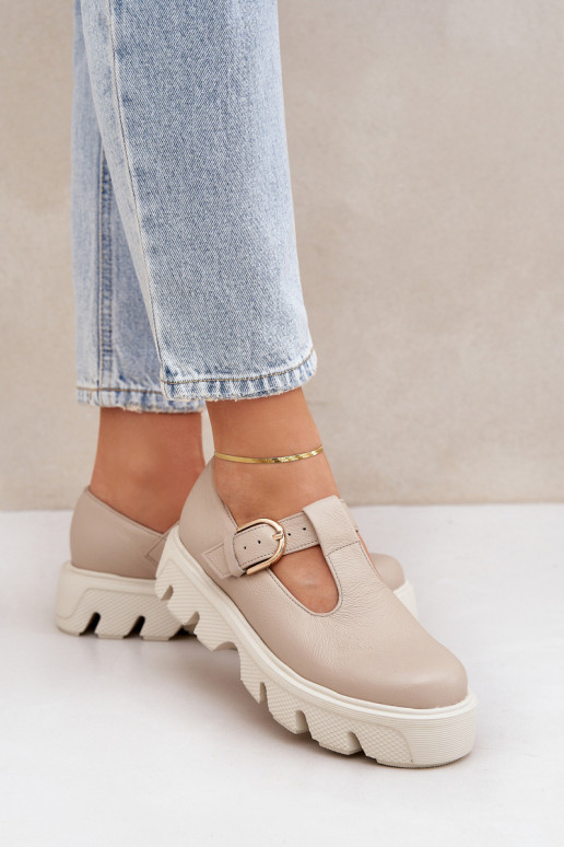 Oda batai su sagtimis Zazoo 20183 smėlio spalvos Oda batai su sagtimis Zazoo 20183 smėlio spalvos