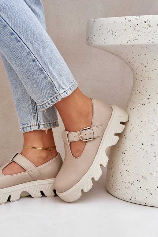 Oda batai su sagtimis Zazoo 20183 smėlio spalvos Oda batai su sagtimis Zazoo 20183 smėlio spalvos