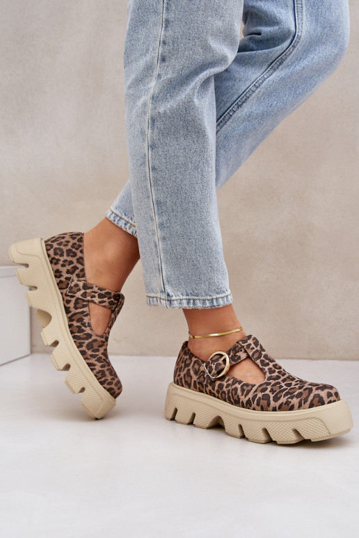 iš zomšos batai su sagtimis su leopardo kailio raštais Zazoo 20183 rudos spalvos iš zomšos batai su sagtimis su leopardo kailio raštais Zazoo 20183 rudos spalvos