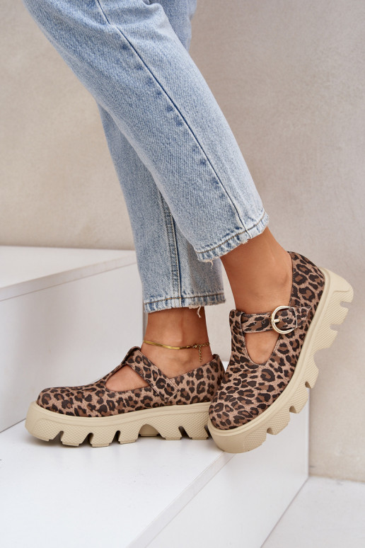 iš zomšos batai su sagtimis su leopardo kailio raštais Zazoo 20183 rudos spalvos iš zomšos batai su sagtimis su leopardo kailio raštais Zazoo 20183 rudos spalvos