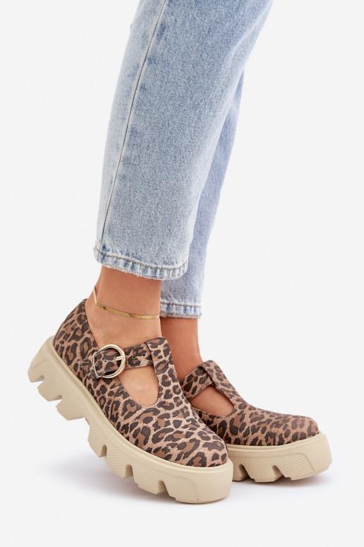 iš zomšos batai su sagtimis su leopardo kailio raštais Zazoo 20183 rudos spalvos iš zomšos batai su sagtimis su leopardo kailio raštais Zazoo 20183 rudos spalvos