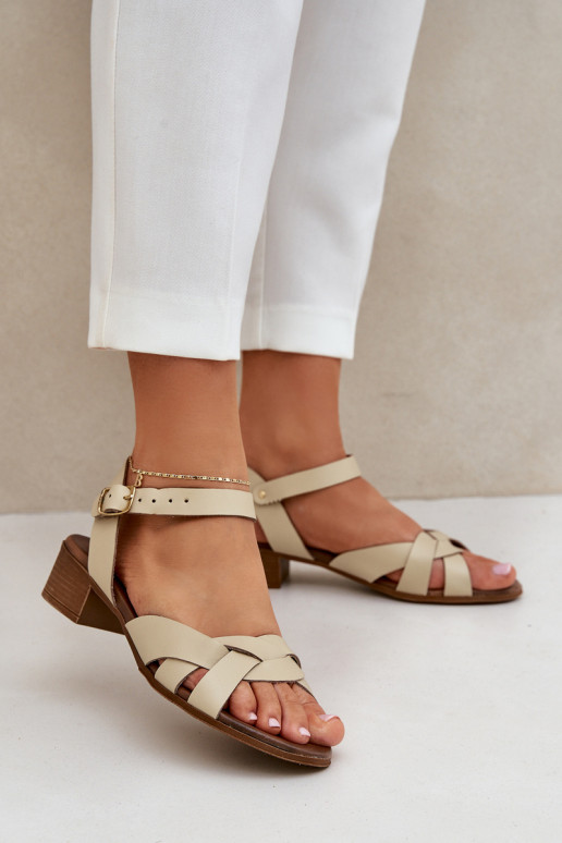 Moteriškos basutės Įjungta Subtilusm Obcasie Zazoo 40372 dramblio kaulo spalvos Moteriškos basutės Įjungta Subtilusm Obcasie Zazoo 40372 dramblio kaulo spalvos