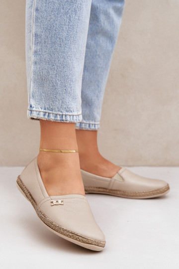 Elegantiško stiliaus Odinės espadrilės Moteriškas Zazoo 10177 smėlio spalvos 2