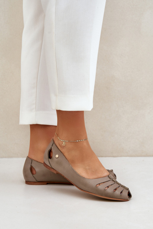 Zazoo 10009 Patogios natūralios odos balerinos Moteriškas smėlio spalvos