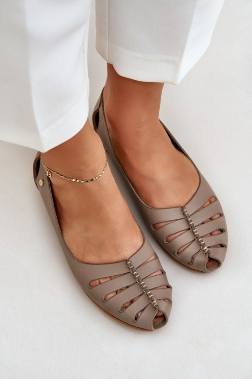 Zazoo 10009 Patogios natūralios odos balerinos Moteriškas smėlio spalvos