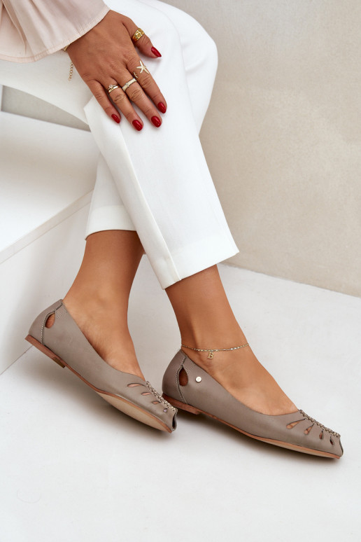 Zazoo 10009 Patogios natūralios odos balerinos Moteriškas smėlio spalvos