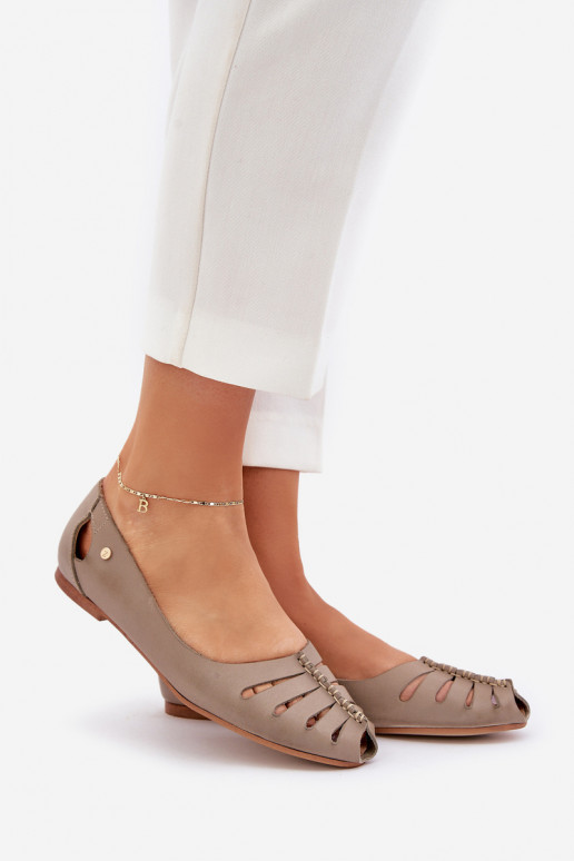 Zazoo 10009 Patogios natūralios odos balerinos Moteriškas smėlio spalvos