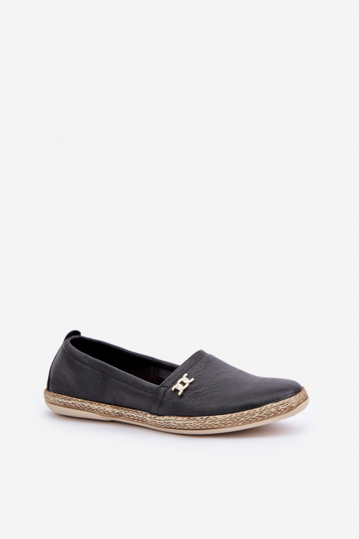 Elegantiško stiliaus Odinės espadrilės Moteriškas Zazoo 10177 juodos spalvos Elegantiško stiliaus Odinės espadrilės Moteriškas Zazoo 10177 juodos spalvos