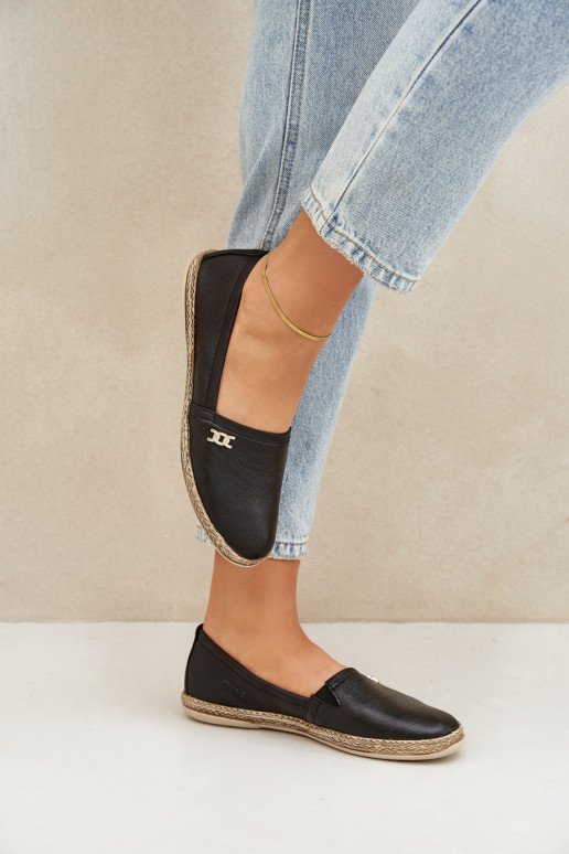Elegantiško stiliaus Odinės espadrilės Moteriškas Zazoo 10177 juodos spalvos Elegantiško stiliaus Odinės espadrilės Moteriškas Zazoo 10177 juodos spalvos