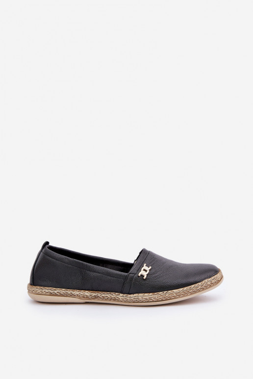 Elegantiško stiliaus Odinės espadrilės Moteriškas Zazoo 10177 juodos spalvos Elegantiško stiliaus Odinės espadrilės Moteriškas Zazoo 10177 juodos spalvos