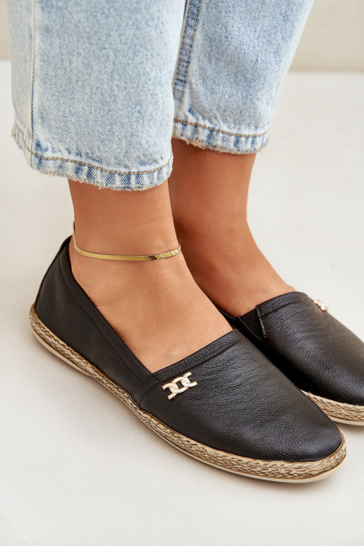 Elegantiško stiliaus Odinės espadrilės Moteriškas Zazoo 10177 juodos spalvos Elegantiško stiliaus Odinės espadrilės Moteriškas Zazoo 10177 juodos spalvos