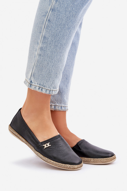 Elegantiško stiliaus Odinės espadrilės Moteriškas Zazoo 10177 juodos spalvos Elegantiško stiliaus Odinės espadrilės Moteriškas Zazoo 10177 juodos spalvos
