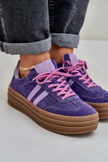 Zazoo N1068S4 zomšiniai sportinio modelio batai su platforma tamsiai violetinės spalvos