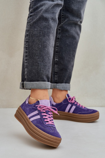 Zazoo N1068S4 Zomšiniai Sneakers modelio batai su platforma Tamsusvioletinės spalvos 2