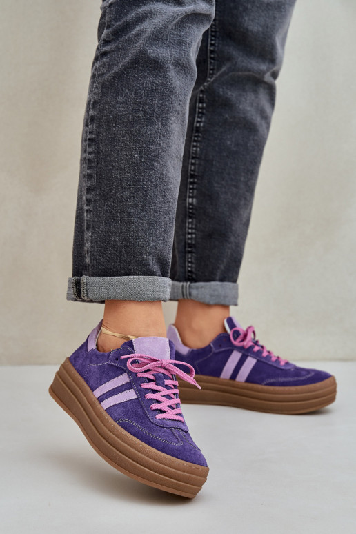 Zazoo N1068S4 Zomšiniai Sneakers modelio batai su platforma Tamsusvioletinės spalvos Zazoo N1068S4 Zomšiniai Sneakers modelio batai su platforma Tamsusvioletinės spalvos