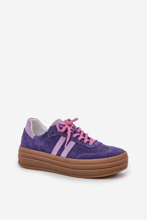 Zazoo N1068S4 Zomšiniai Sneakers modelio batai su platforma Tamsusvioletinės spalvos Zazoo N1068S4 Zomšiniai Sneakers modelio batai su platforma Tamsusvioletinės spalvos