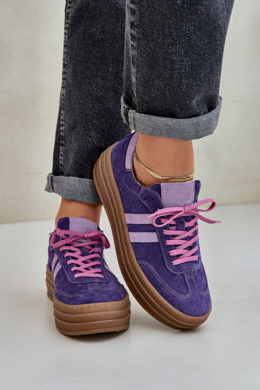 Zazoo N1068S4 Zomšiniai Sneakers modelio batai su platforma Tamsusvioletinės spalvos Zazoo N1068S4 Zomšiniai Sneakers modelio batai su platforma Tamsusvioletinės spalvos