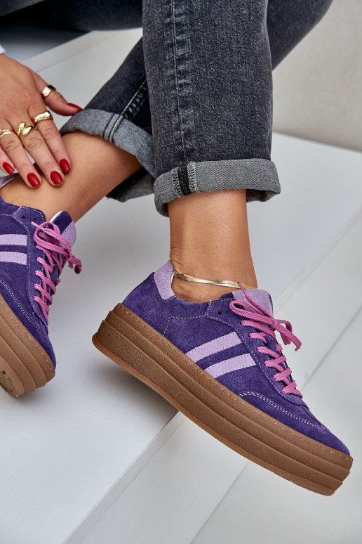 Zazoo N1068S4 Zomšiniai Sneakers modelio batai su platforma Tamsusvioletinės spalvos Zazoo N1068S4 Zomšiniai Sneakers modelio batai su platforma Tamsusvioletinės spalvos