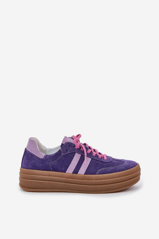 Zazoo N1068S4 Zomšiniai Sneakers modelio batai su platforma Tamsusvioletinės spalvos Zazoo N1068S4 Zomšiniai Sneakers modelio batai su platforma Tamsusvioletinės spalvos