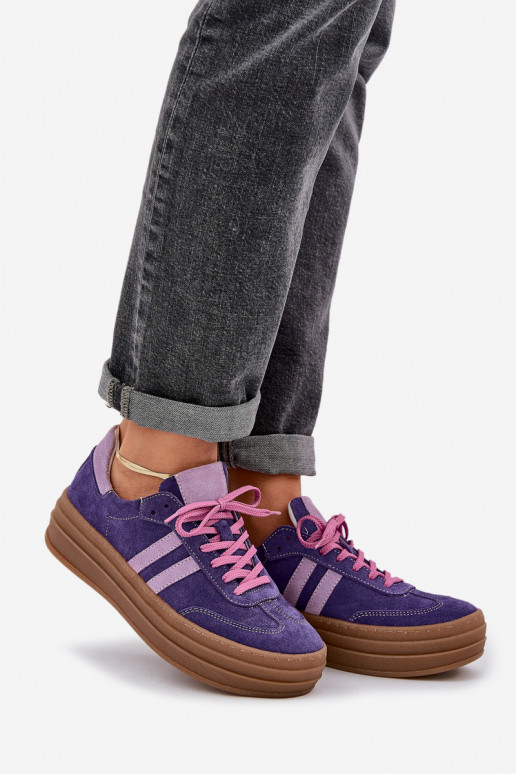 Zazoo N1068S4 Zomšiniai Sneakers modelio batai su platforma Tamsusvioletinės spalvos Zazoo N1068S4 Zomšiniai Sneakers modelio batai su platforma Tamsusvioletinės spalvos