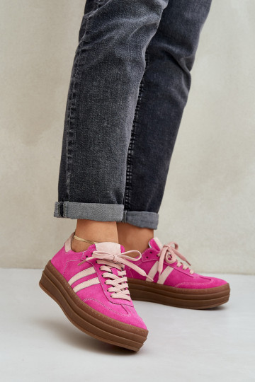 Zazoo N1068S4 Zomšiniai Sneakers modelio batai su platforma rožinės spalvos