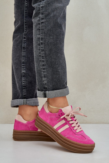 Zazoo N1068S4 Zomšiniai Sneakers modelio batai su platforma rožinės spalvos 2